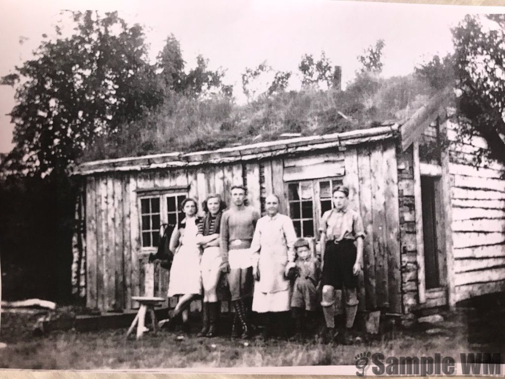 På Fjølåsen
Hallfrid Meland, Bjørg Sandstad, ukjent, Johanna Selbekk, Rolf og Oddmund Selbekk.
