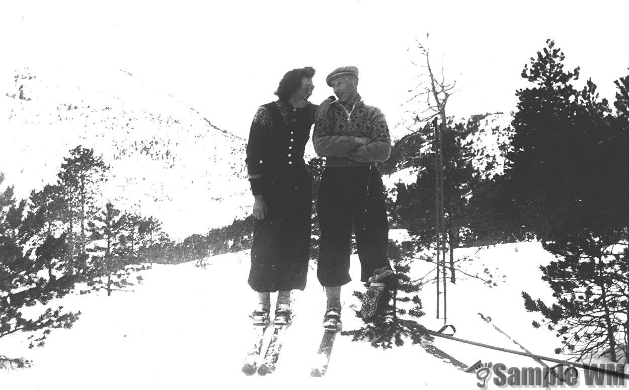 Edvard Landrø og Marie Indergård på skitur
