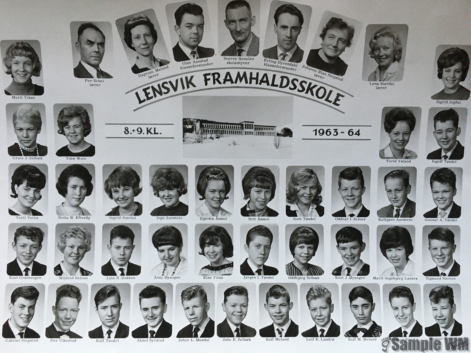 Lensvik framhaldsskole 1963-64
8. og 9. klasse
