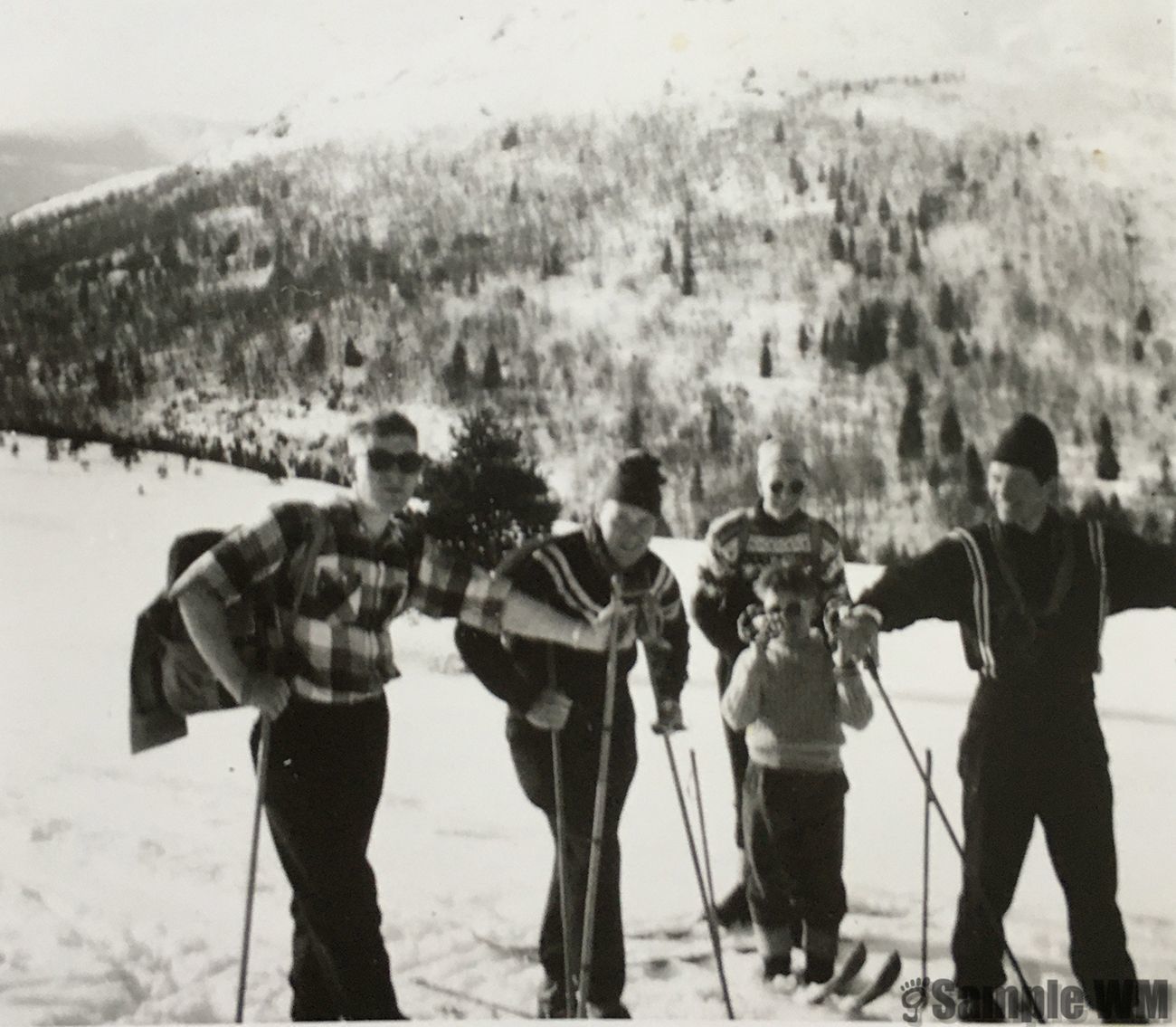 Skitur
Fra venstre: Einar Meland, Bjarne Landrø, Isak Landrø, Leif Edv. Landrø og Nils J Meland.
