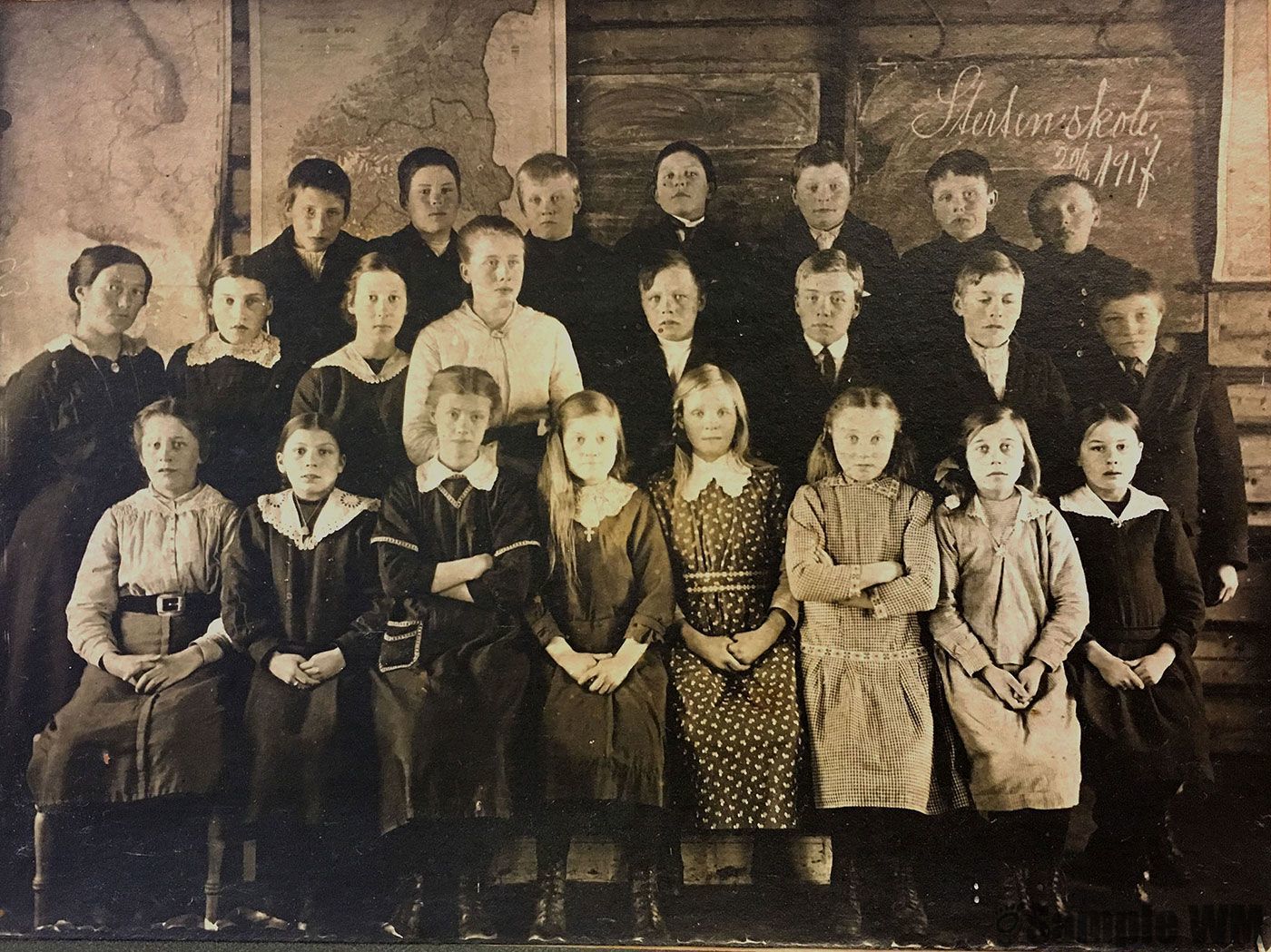 Skolebilde fra Sterten skole 1917
